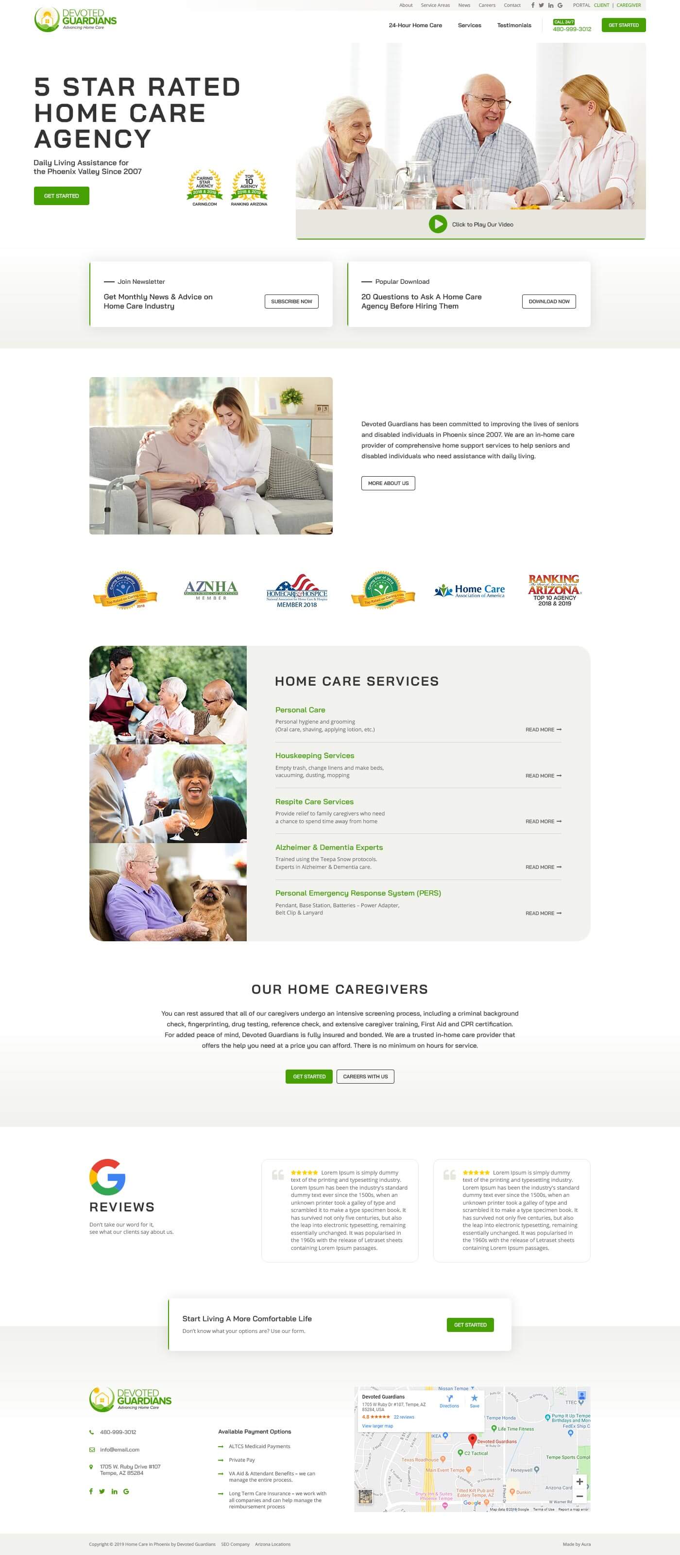 Website design for a home care service